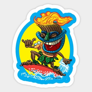 Tiki Time Surfer Sticker